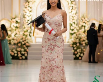 Blush Pink Mosaic Sequin Geometric Prom Dress for Weddings & Parties