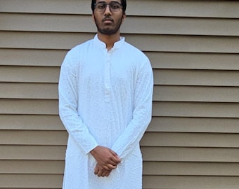 Classic rayon white men's kurta set