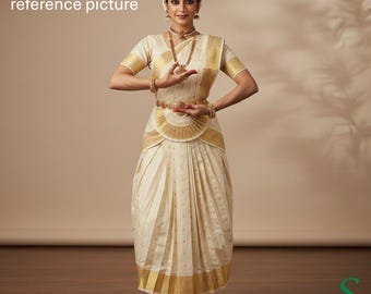 Arangetram Off White 2 in 1 Semi Kanchipattu Bharatanatyam Dance Costume Skirt Model