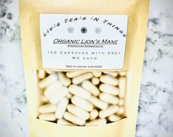 Organic Lion’s Mane (Hericium Erinaceus ) Capsules 550+ MG per capsule