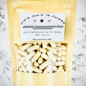 Organic Ashwagandha Root (Withania Somnifera) Capsules 600+ MG per capsule
