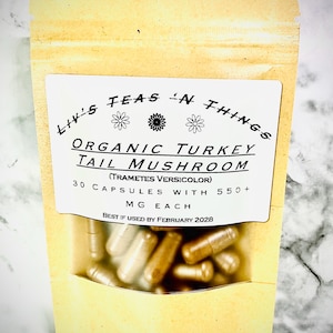 Organic Turkey Tail Mushroom (Trametes Versicolor ) Capsules 550+ MG per capsule