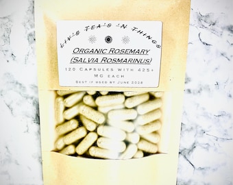 Organic Rosemary Leaf (Salvia Rosmarinus) Capsules 400+ mg per capsule
