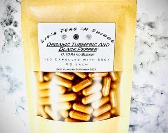 Gélules de curcuma/poivre noir bio (Mélange dans un rapport 10:1, + de 550 mg)