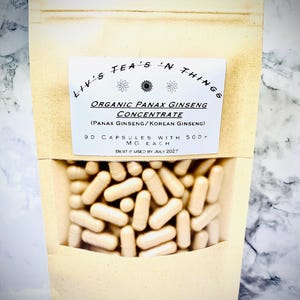 Organic Panax Ginseng / Korean Ginseng (Panax Ginseng) Capsules 500+ mg per capsule (Potent 200:1 Root Extract)