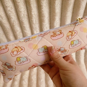 Quilted Pencil Pouch | Handmade Cute Kawaii Stationery Bag | Pokemon-Inspired Zipper Case | Sanrio-Inspired Gift | Made in Eden Designs