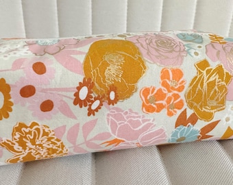 Potloodtas metallic bloemen: groot rechthoekig opbergzakje