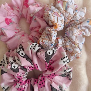 Jumbo Fluffy Scrunchie: Handmade Kuromi-Inspired Pastel Hair Tie