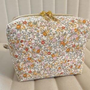 Large Floral Cosmetic Bag: Boxy Makeup Organizer