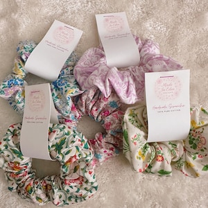 Handmade Floral Cotton Scrunchie: Kawaii Hair Accessory