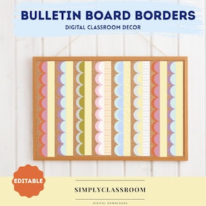 Digital, Downloadable, colorful bulletin borders | Customisable, decorative, borders printable | Editable, organisation, classroom decor