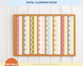 Digital, Downloadable, colorful bulletin borders | Customisable, decorative, borders printable | Editable, organisation, classroom decor