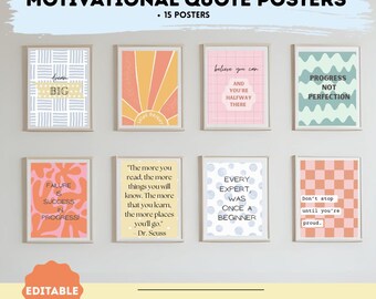 Digital downloadable motivational quotes template | Colorful, inspirational classroom quotes | Decorative, editable, printable quote posters