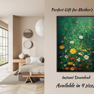 Vintage Botanical Wildflower Art, Cottagecore Printable Poster, Green Floral Decor – Digital Poster Mother’s Day Gift
