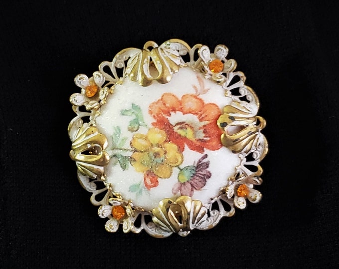 Vintage Made in West Germany Brooch Floral Sugared Texture Etsy