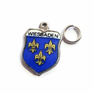 Vintage Travel Enamel Shield Charm Wiesbaden Germany , 800 REU Silver, Charm for Bracelet or Necklace Pendant Charm (2of2)