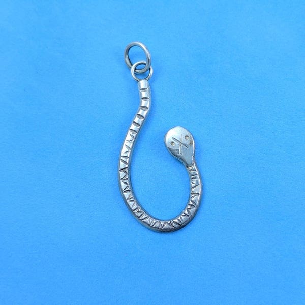 Sterling Silver Snake Pendant Healing Renewal Creative Life Force Symbolism Desert Dweller Animal Small Curved Lightweight Charm or Pendant