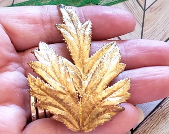 Vintage Silver Maple Leaf Brooch, Flora Danica Gold Vermeil Sterling Silver 925 Eggert Denmark, Fall Autumn Winter Accessory Scarf Shawl Pin