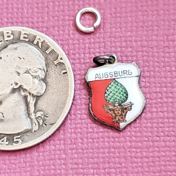 Vintage AUGSBURG Bavaria Germany Shield Charm Travel Souvenir, One of the Oldest Cities in Germany, Historic European Tourist Destination