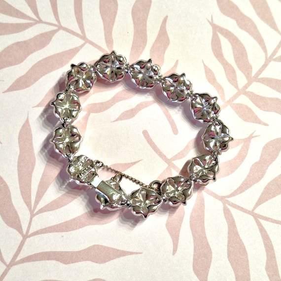 Vintage Signed Bogoff Clear Rhinestone Bracelet, … - image 5
