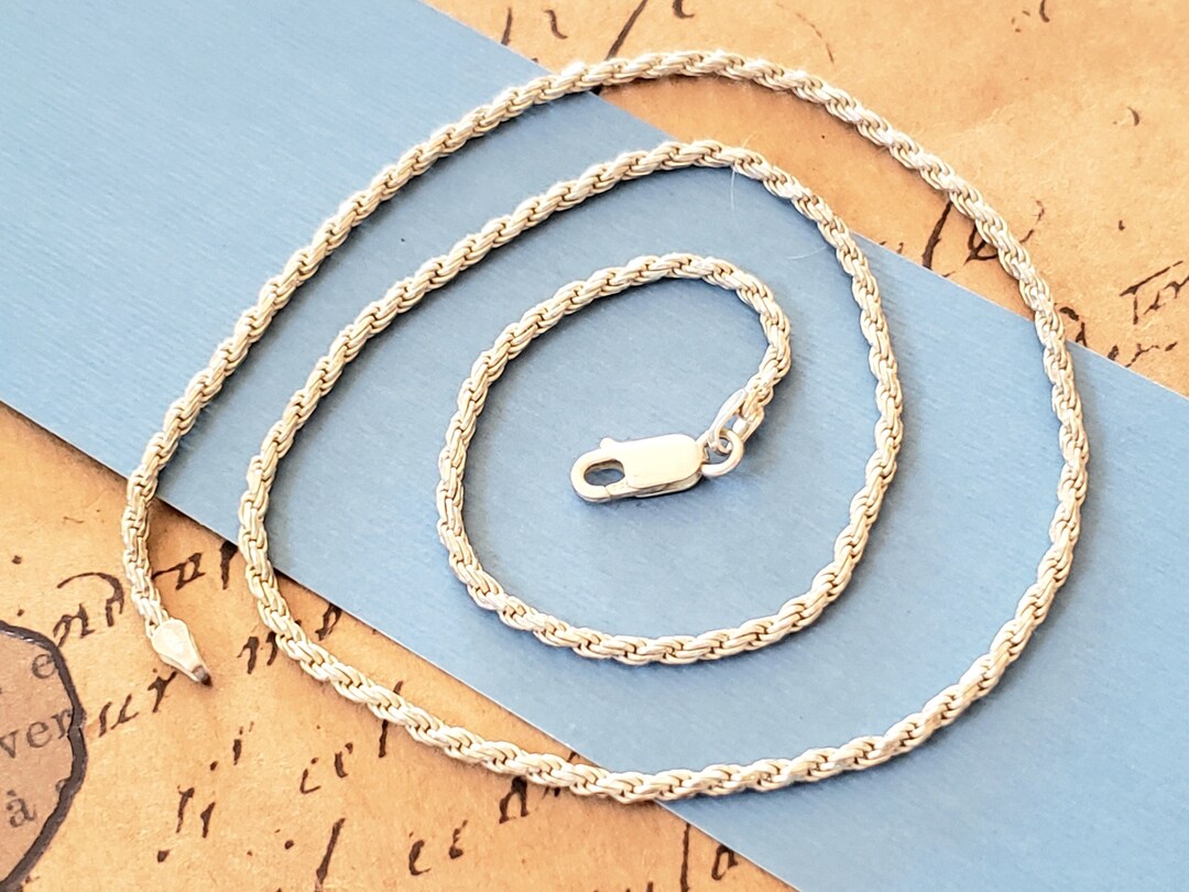 18 Inch Silver Rope Chain Vintage 18 Inch Sterling Silver Rope Chain 2.25mm With Lobster Clasp ...