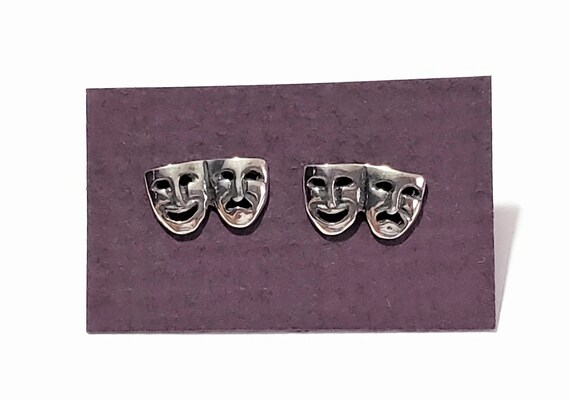 Sterling Silver Petite Comedy And Tragedy Post Stud Earrings