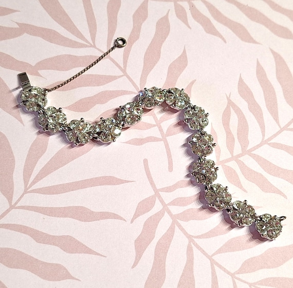 Vintage Signed Bogoff Clear Rhinestone Bracelet, … - image 8