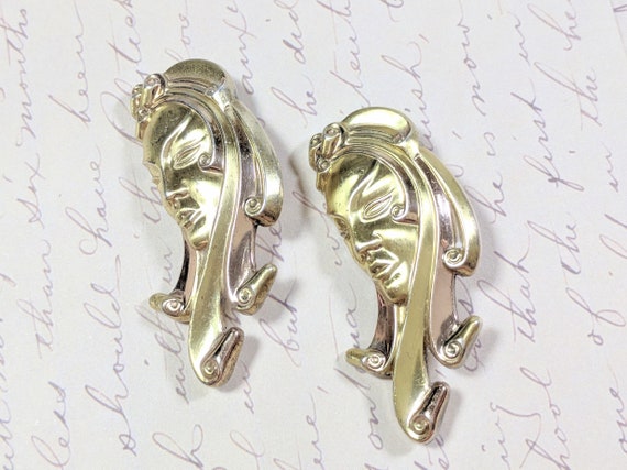 Pair of Rare Vintage Sterling Vermeil Pins in Ros… - image 9