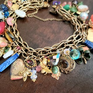 Vintage Gold Filled Charm Bracelet, Old Photo Lockets, Beads, One of a ...