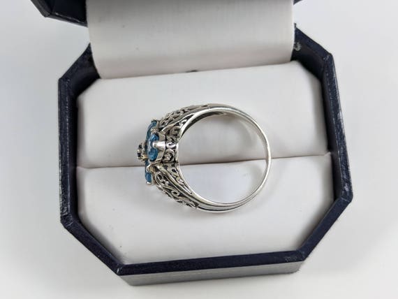 Vintage Sterling Silver Ring with Four Aquamarine… - image 4