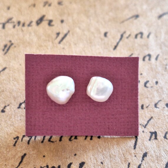 Vintage 14k Freshwater Pearl Stud Earrings, Yello… - image 6