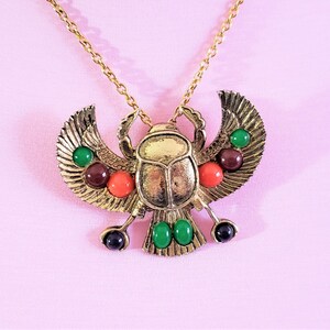 Vintage Egyptian Scarab Beetle Brooch and Necklace Pendant, Large ...