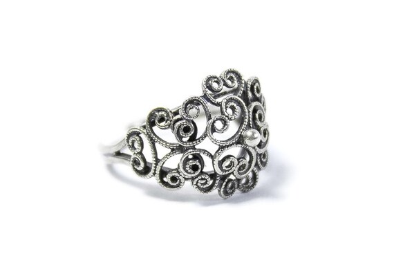 Vintage Beau Sterling Adjustable Silver Ring, Ope… - image 1