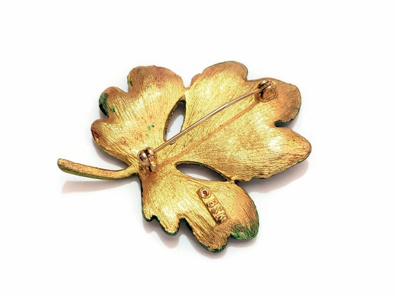 Vintage BSK Leaf Shaped Brooch, Repurposed Upcycl… - image 4