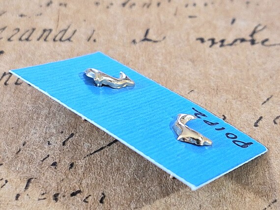 Vintage Tiny 14k Gold Dolphin Stud Earrings, Earr… - image 8