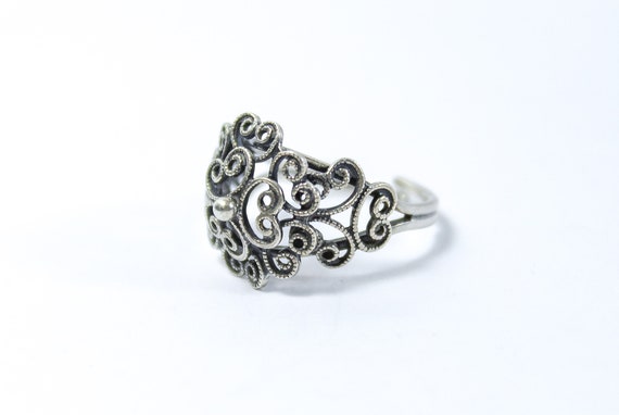 Vintage Beau Sterling Adjustable Silver Ring, Ope… - image 4