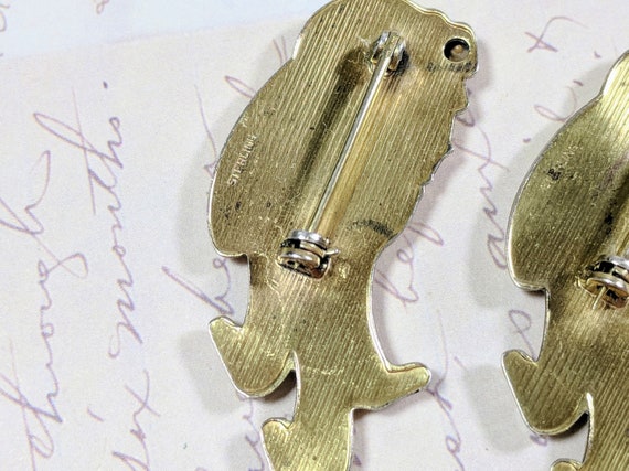 Pair of Rare Vintage Sterling Vermeil Pins in Ros… - image 8