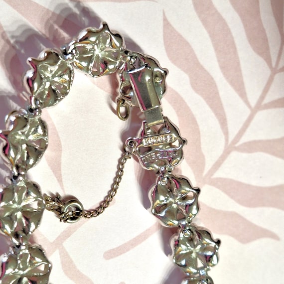 Vintage Signed Bogoff Clear Rhinestone Bracelet, … - image 6