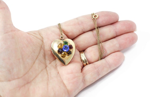 Vintage Gold Gilt Sterling Silver Heart Shaped Lo… - image 4