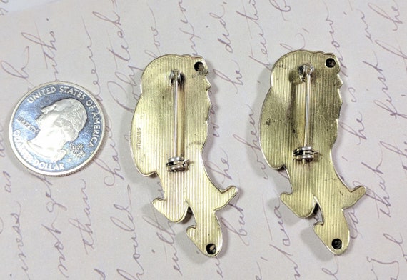 Pair of Rare Vintage Sterling Vermeil Pins in Ros… - image 2