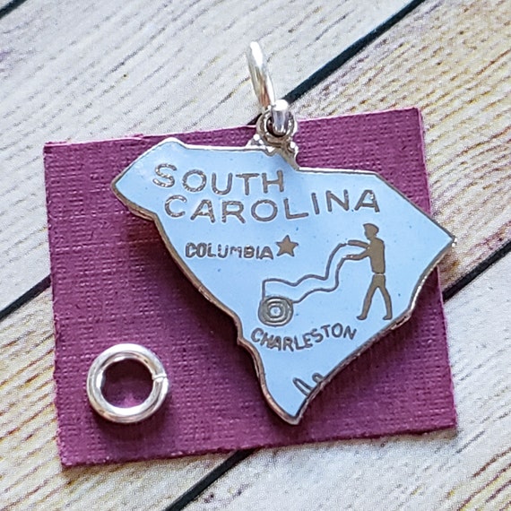 South Carolina State Charm Antiqued Sterling Silver South Carolina State Charm Antiqued Sterling Silver