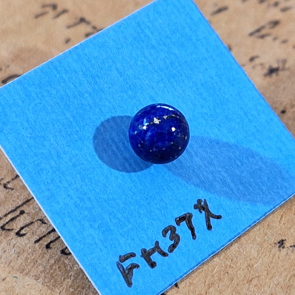 Vintage Single 14k Lapis Lazuli Stud Earring, 6mm Round Ball Shape Blue Stone Bead Earring, ONE Single Unmatched Earring  FH37X