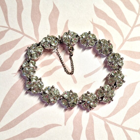 Vintage Signed Bogoff Clear Rhinestone Bracelet, … - image 7
