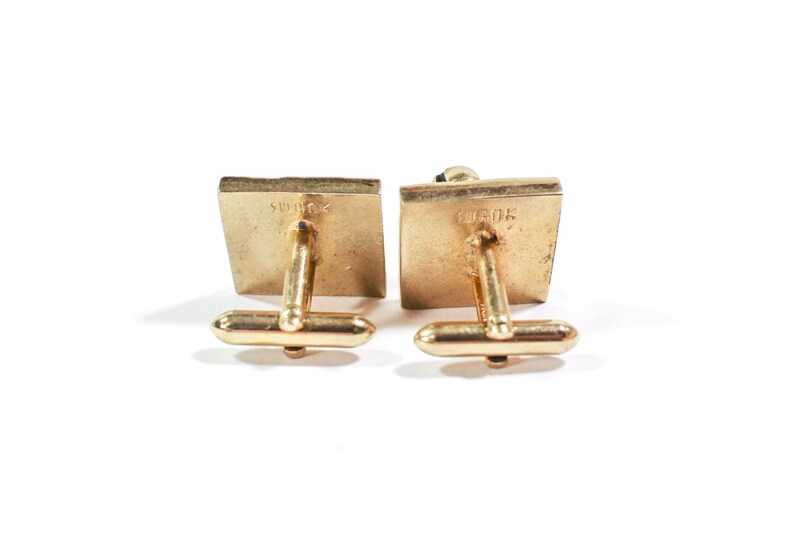 Dad Prankster Fun Whimsical Gift for Him SWANK Gold Tone Square Cufflinks One has a ScrewBall Graduate Vintage Screwball Cufflinks