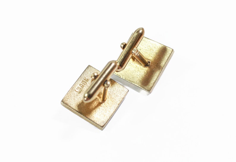 Dad Prankster Fun Whimsical Gift for Him SWANK Gold Tone Square Cufflinks One has a ScrewBall Graduate Vintage Screwball Cufflinks