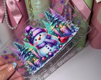 A6 uvdtf decorated glitter Wallet: snowman Savings Envelope
