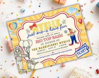 Carnival/Circus 1st Birthday Party Invitation