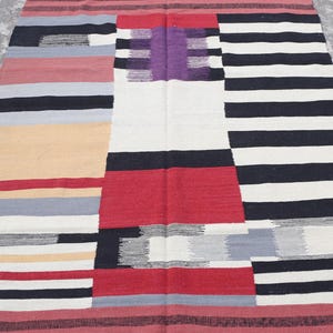 Multicolor striped rug, modern kilim rug, flatweave striped kilim rug, handmade rug, wool rug, custom rug, any size you want