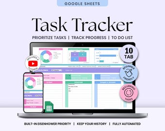 Hoja de cálculo de seguimiento de tareas: tareas recurrentes, planificador de productividad (Hojas de cálculo de Google)