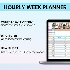 Weekly Time Blocking Planner Spreadsheet, 24 Hour Schedule (digital ...